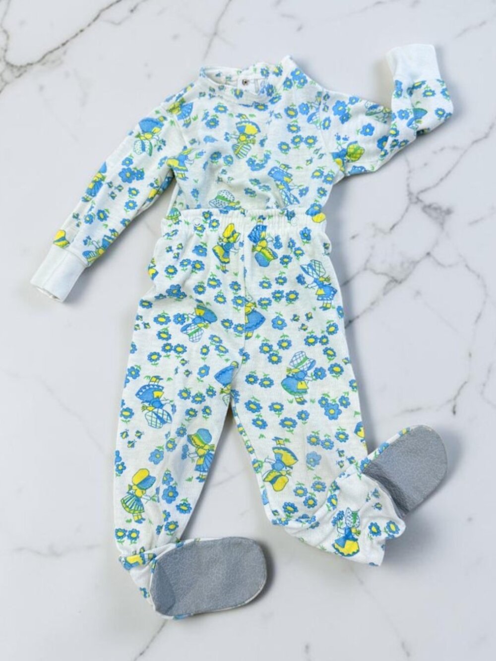 Vintage Carter's Girls Size 2 Years Matching Footed Snap Button Pajamas Floral